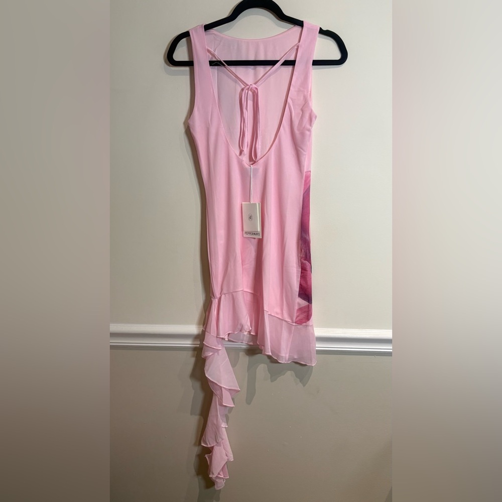 Pink Floral Ruffle Backless Mini Dress - Picture 8 of 12